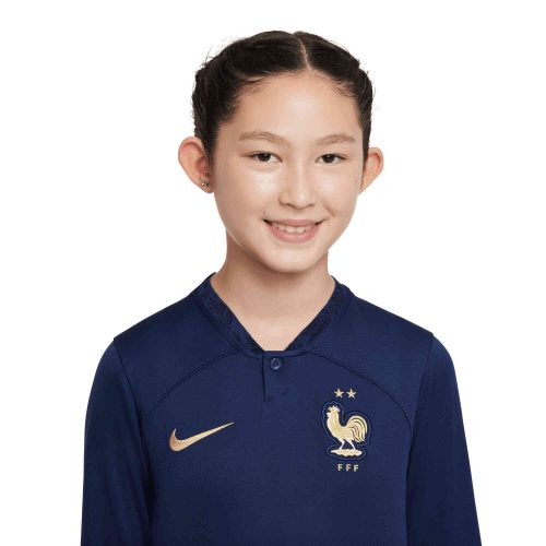 2022 Kids Nike Kylian Mbappe France L/S Home Jersey