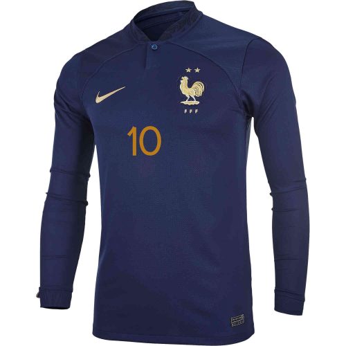 2022 Kids Nike Kylian Mbappe France L/S Home Jersey