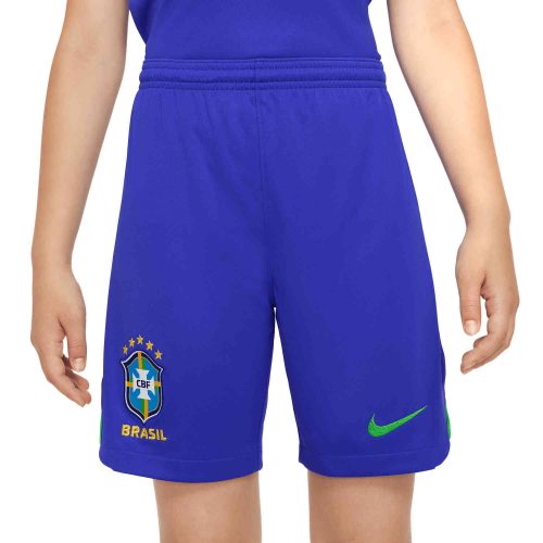 Kids Nike Brazil Home Shorts – Paramount Blue/Green Spark