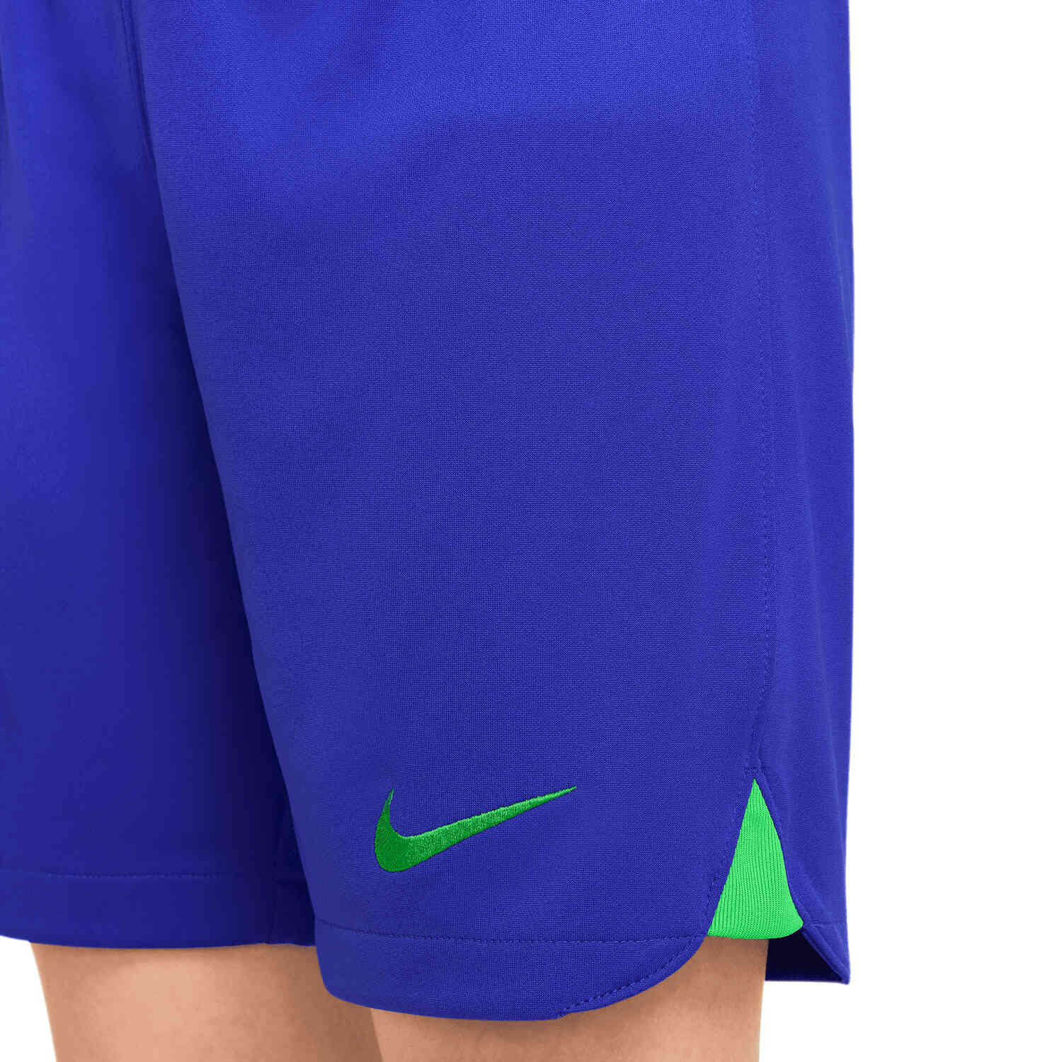 Kids Nike Brazil Home Shorts Paramount Blue Green Spark SoccerPro