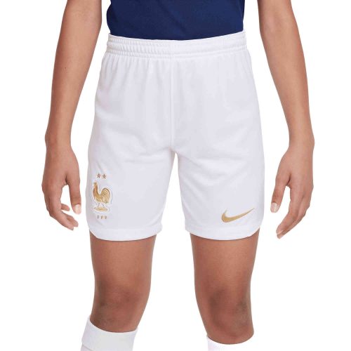 Kids Nike France Home Shorts – White/Metallic Gold