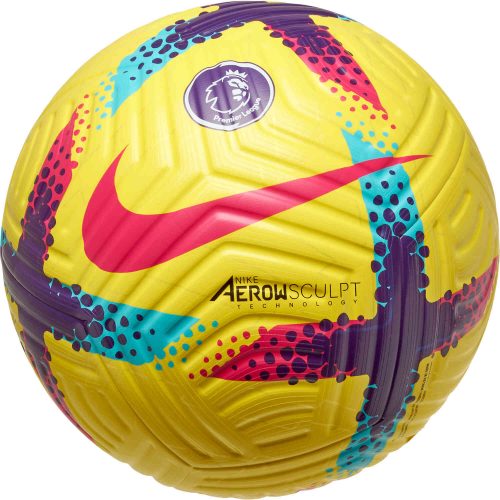 Nike Premier League Flight Official Match Soccer Ball – Hi Vis Yellow & Purple with Red