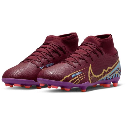 Kids Nike Mbappe Zoom Mercurial Superfly 9 Club FG – Dark Beetroot & Metallic Vivid Gold