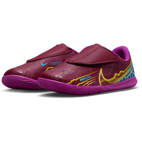 Kids Nike Velcro Mbappe Mercurial Vapor 15 Club IC – Dark Beetroot & Metallic Vivid Gold