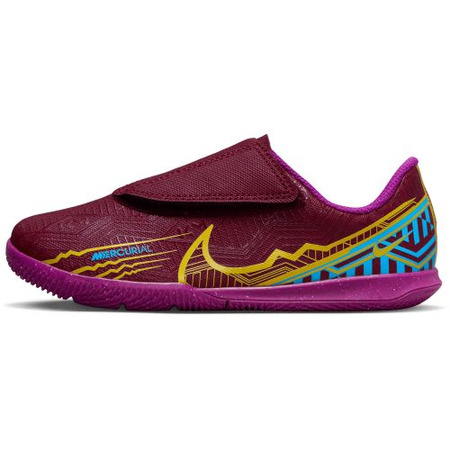 Kids Nike Velcro Mbappe Mercurial Vapor 15 Club IC – Dark Beetroot & Metallic Vivid Gold