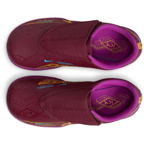 Kids Nike Velcro Mbappe Mercurial Vapor 15 Club IC – Dark Beetroot & Metallic Vivid Gold