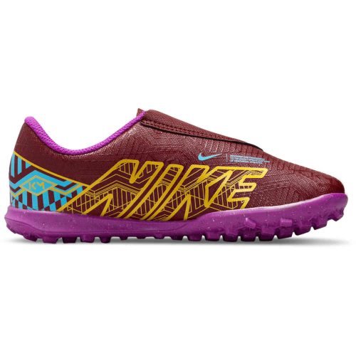 Kids Nike Velcro Mbappe Mercurial Vapor 15 Club TF – Dark Beetroot & Metallic Vivid Gold