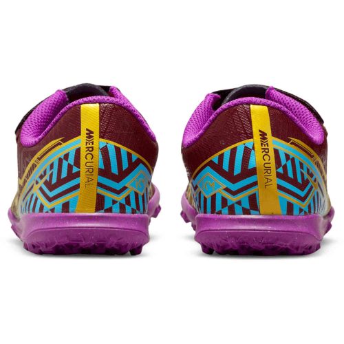 Kids Nike Velcro Mbappe Mercurial Vapor 15 Club TF – Dark Beetroot & Metallic Vivid Gold