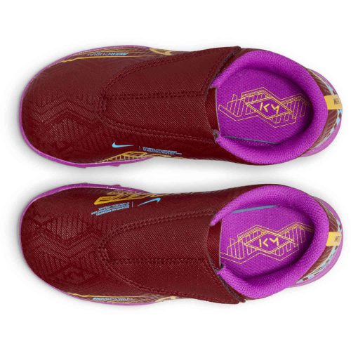 Kids Nike Velcro Mbappe Mercurial Vapor 15 Club TF – Dark Beetroot & Metallic Vivid Gold