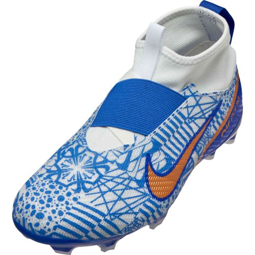 Kids Nike CR7 Zoom Mercurial Superfly 9 Pro FG – White & Metallic Copper with Concord