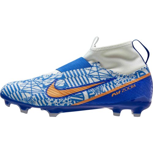 Kids Nike CR7 Zoom Mercurial Superfly 9 Pro FG – White & Metallic Copper with Concord