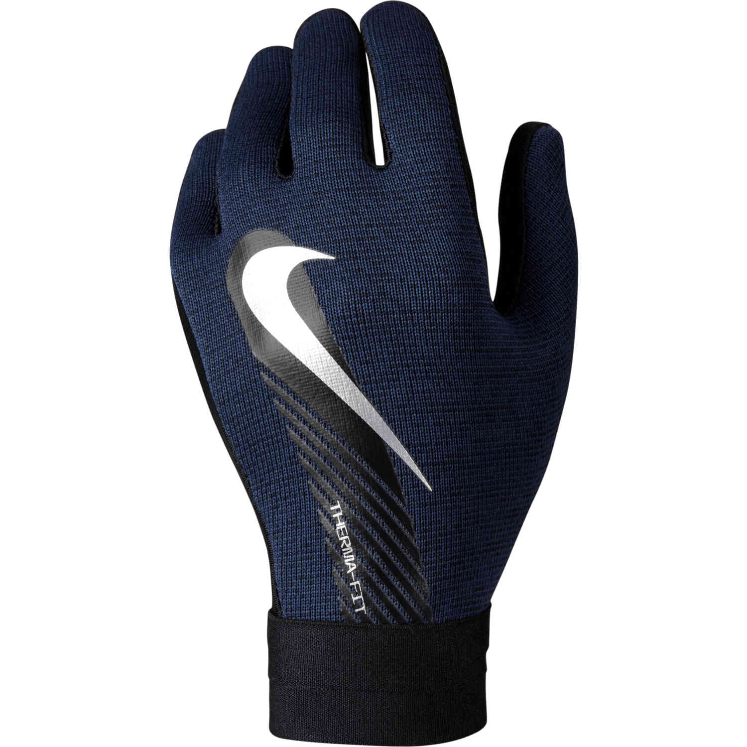 woede Overzicht Auto Kids Nike Academy Thermafit Fieldplayer Gloves - Black & Midnight Navy with  Metallic Silver - SoccerPro