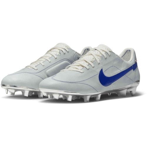 Nike Made in Italy Tiempo Legend 9 Elite FG – White & Game Royal with Metallic Silver