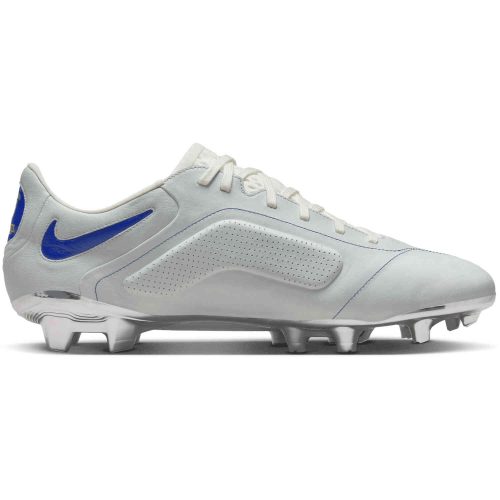 Nike Made in Italy Tiempo Legend 9 Elite FG – White & Game Royal with Metallic Silver