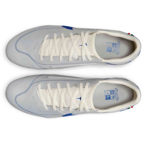 Nike Made in Italy Tiempo Legend 9 Elite FG – White & Game Royal with Metallic Silver