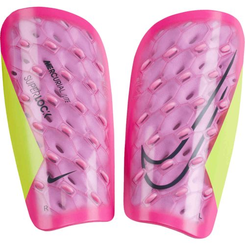 Nike Mercurial Lite Superlock Shin Guards – Pink Spell & Volt with Gridiron