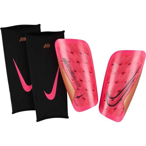 Nike Mercurial Lite Shin Guards – Pink Blast & Metallic Copper with Off Noir