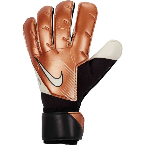 Nike Grip3 Goalkeeper Gloves – Metallic Copper & Black with White