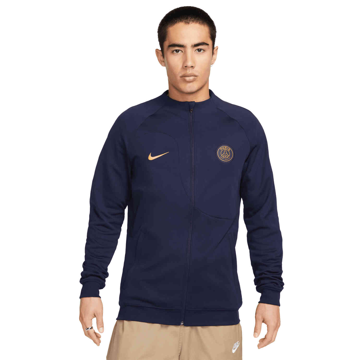 Nike PSG Jacket Blackened Blue Gold Suede SoccerPro