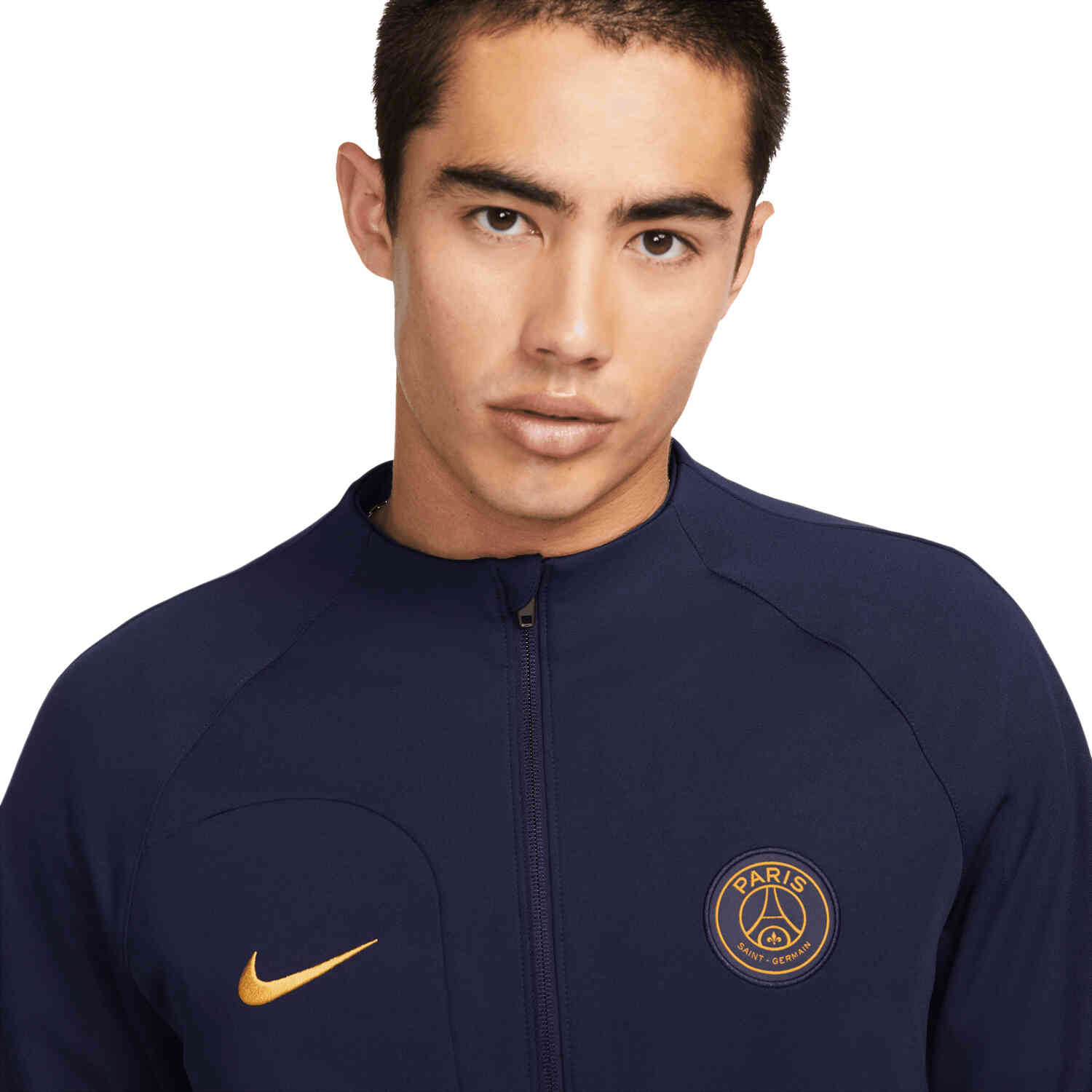 Nike PSG Jacket Blackened Blue Gold Suede SoccerPro