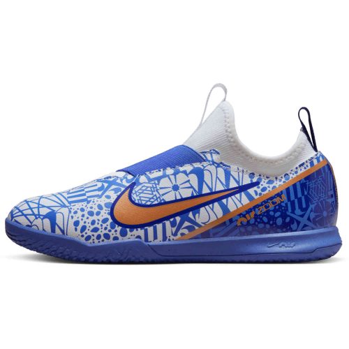 Kids Nike CR7 Zoom Mercurial Vapor 15 Academy IC – White & Metallic Copper with Concord