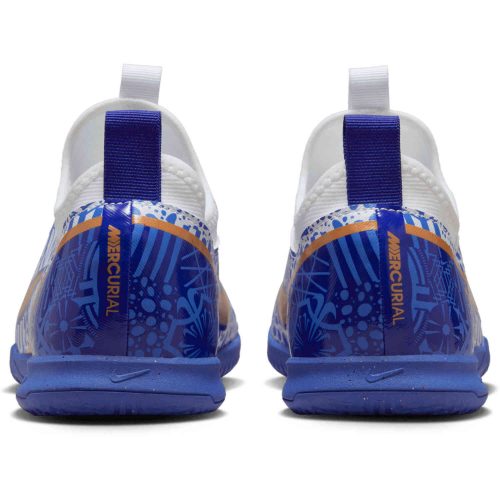 Kids Nike CR7 Zoom Mercurial Vapor 15 Academy IC – White & Metallic Copper with Concord