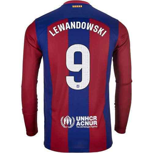 2023/24 Nike Robert Lewandowski Barcelona L/S Home Jersey