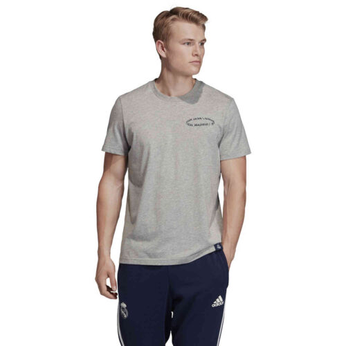 adidas Real Madrid Graphic Tee – Medium Grey Heather/Night Indigo