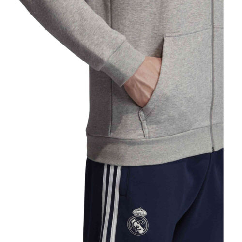 adidas Real Madrid Full Zip Hoodie – Medium Grey Heather/Night Indigo
