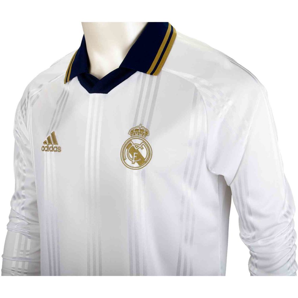  adidas  Real  Madrid  L S Retro Jersey White Black SoccerPro