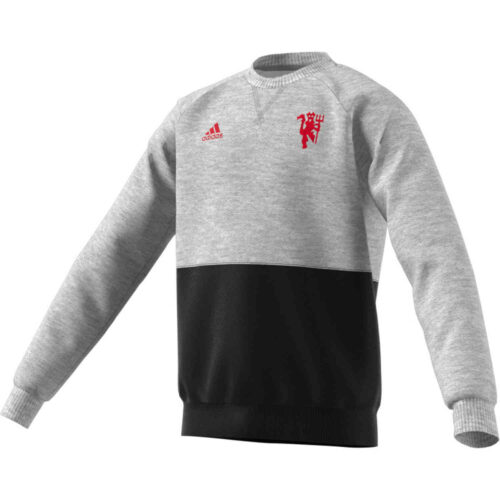 Kids adidas Manchester United Crew Sweatshirt – Medium Grey Heather