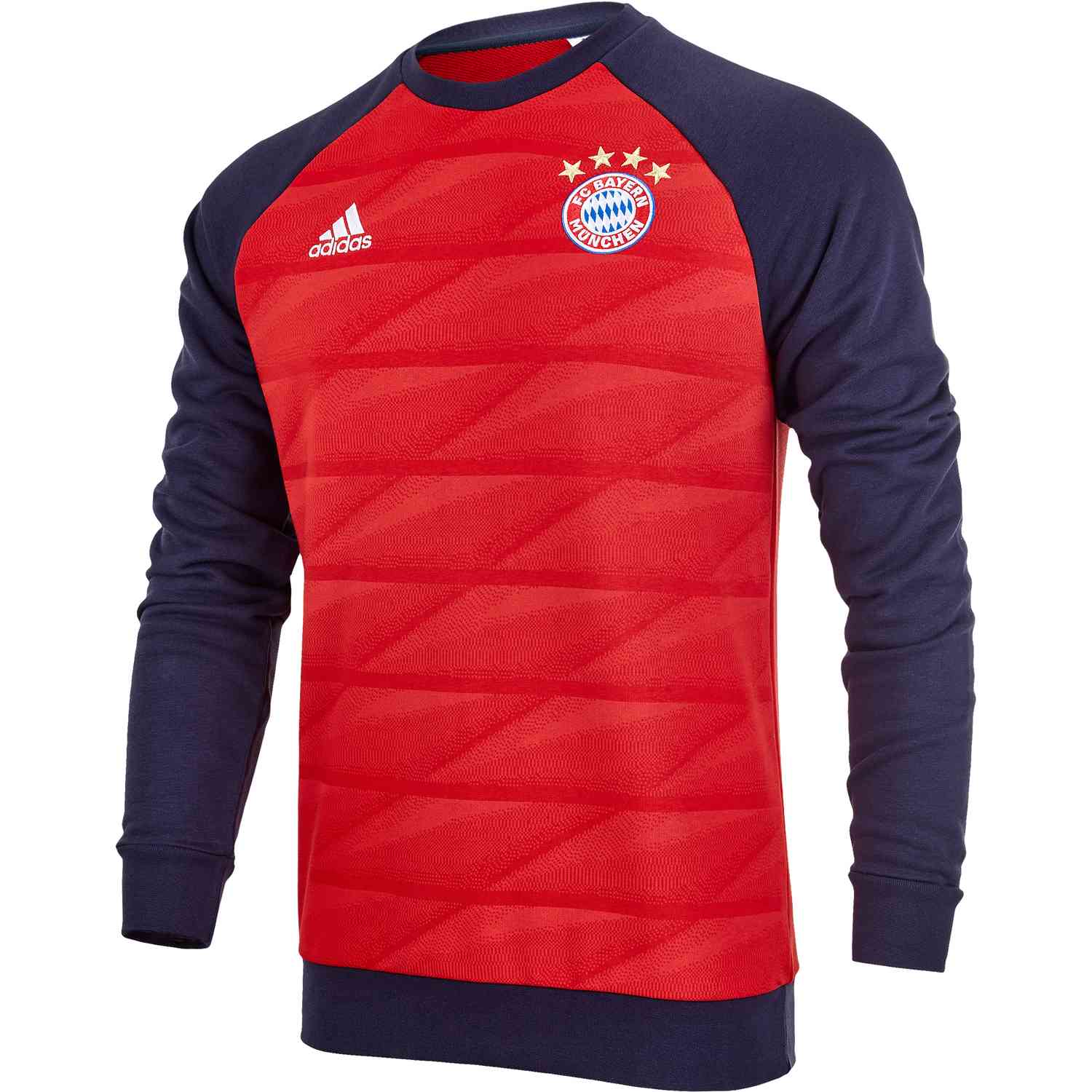 Kids adidas Bayern Munich Crew Sweatshirt - Red/Night Navy SoccerPro