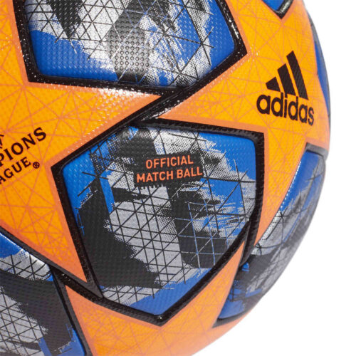 adidas UCL Finale Winter Official Match Soccer Ball – Solar Orange & Black with Football Blue with Silver Metallic