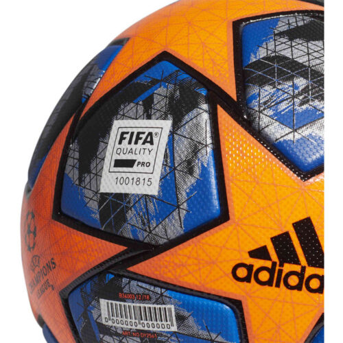 adidas UCL Finale Winter Official Match Soccer Ball – Solar Orange & Black with Football Blue with Silver Metallic