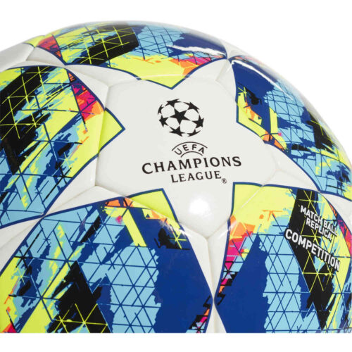 adidas UCL Finale Competition Match Soccer Ball – White & Black with Hi-Res Red with Silver Metallic