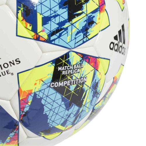 adidas UCL Finale Competition Match Soccer Ball – White & Black with Hi-Res Red with Silver Metallic