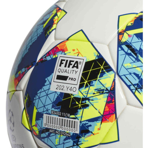 adidas UCL Finale Competition Match Soccer Ball – White & Black with Hi-Res Red with Silver Metallic