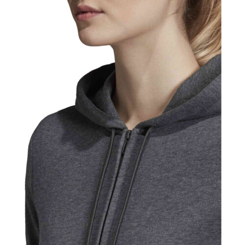 Womens adidas Essentials Lifestyle Full-zip Hoodie – Dark Grey Heather/Semi Coral