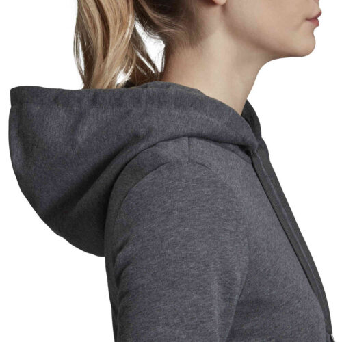 Womens adidas Essentials Lifestyle Full-zip Hoodie – Dark Grey Heather/Semi Coral