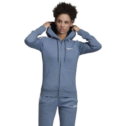 Womens adidas Essentials Lifestyle 3-Stripes Full-zip Fleece Hoodie – Tech Ink Mel