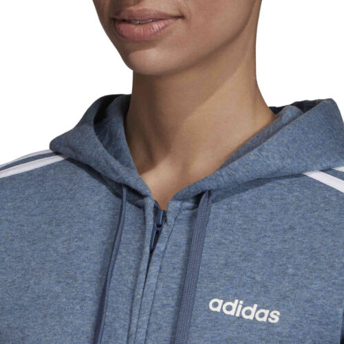 Womens adidas Essentials Lifestyle 3-Stripes Full-zip Fleece Hoodie – Tech Ink Mel