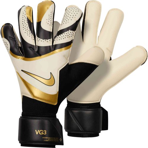 Nike Vapor Grip 3 Elite Goalkeeper Gloves – Black & White with Metallic Gold Coin