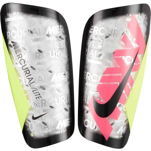 Nike Mercurial Lite Shin Guards – Clear & Hyper Pink with Volt with Black