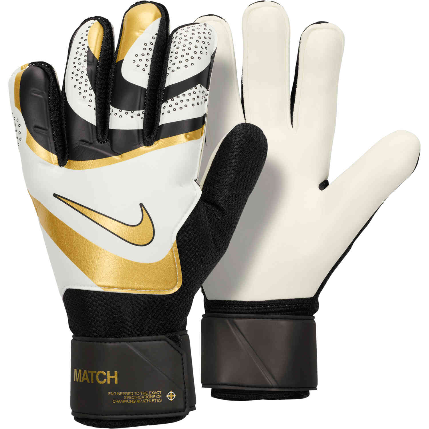 Nike Match Training Goalkeeper Gloves - Black & White with Metallic ...