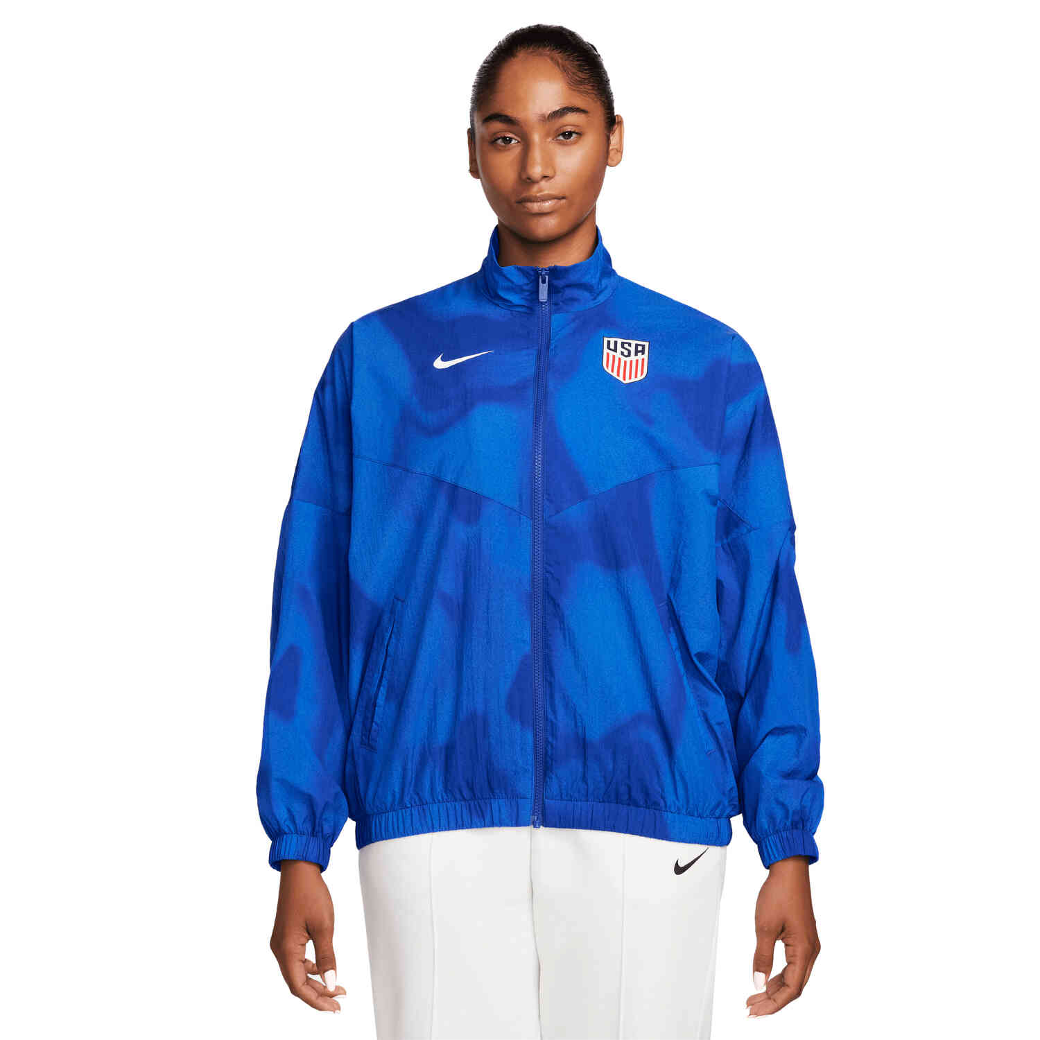 Womens Nike USA Windrunner Jacket - Old Royal/White - SoccerPro