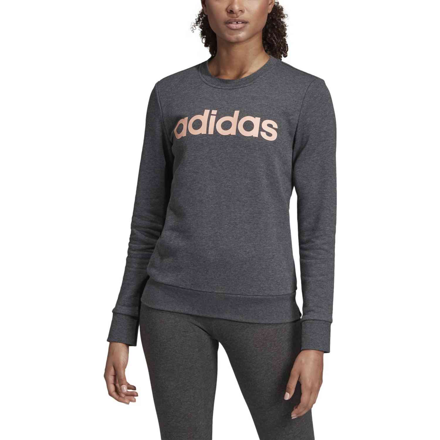Womens adidas Essentials Lifestyle 3-Stripes Sweatshirt - Dark Grey ...