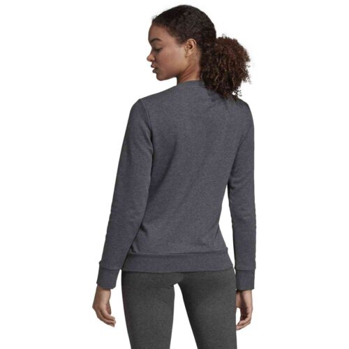 Womens adidas Essentials Lifestyle 3-Stripes Sweatshirt – Dark Grey Heather/Semi Coral