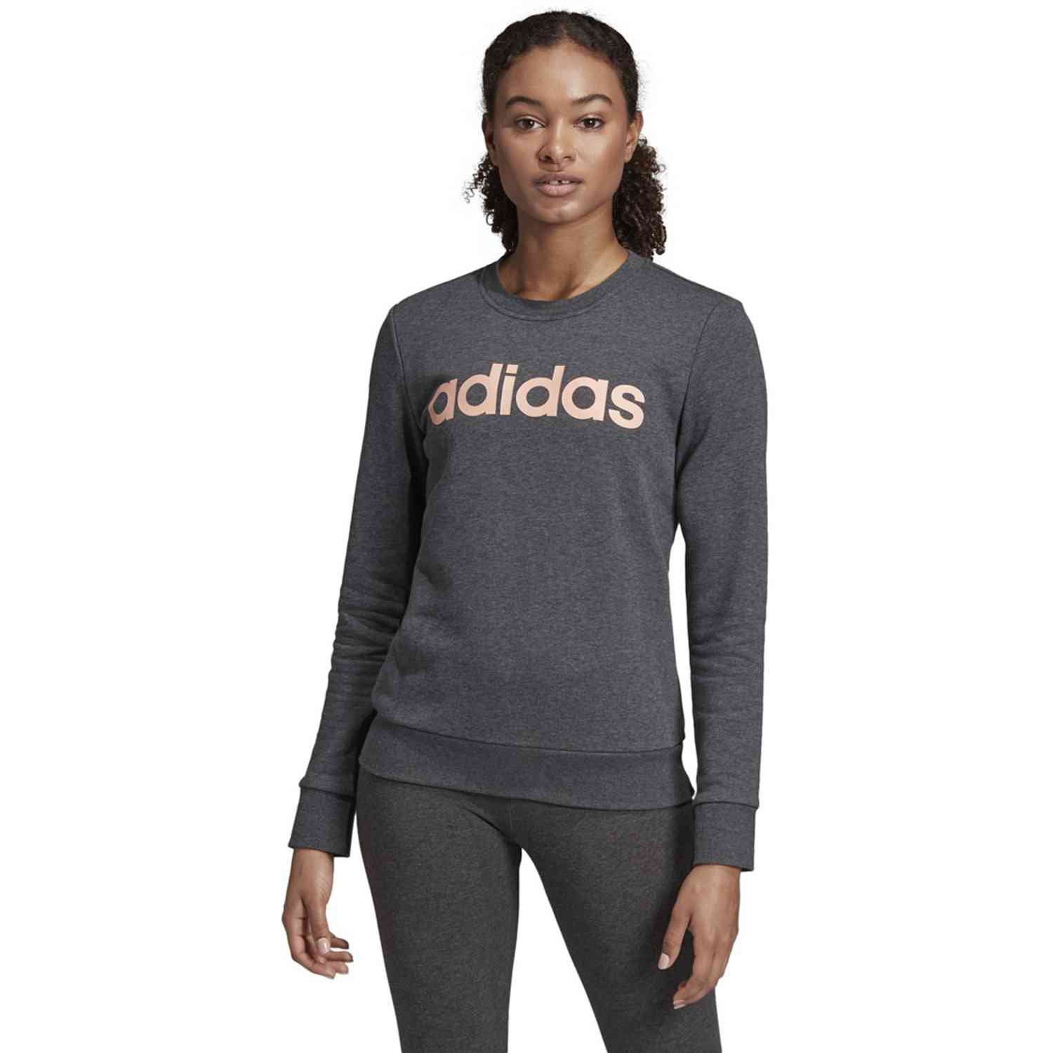 Womens adidas Essentials Lifestyle 3 Stripes Sweatshirt Dark