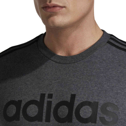 adidas Essentials Lifestyle 3-Stripes Fleece Crew – Dark Grey Heather
