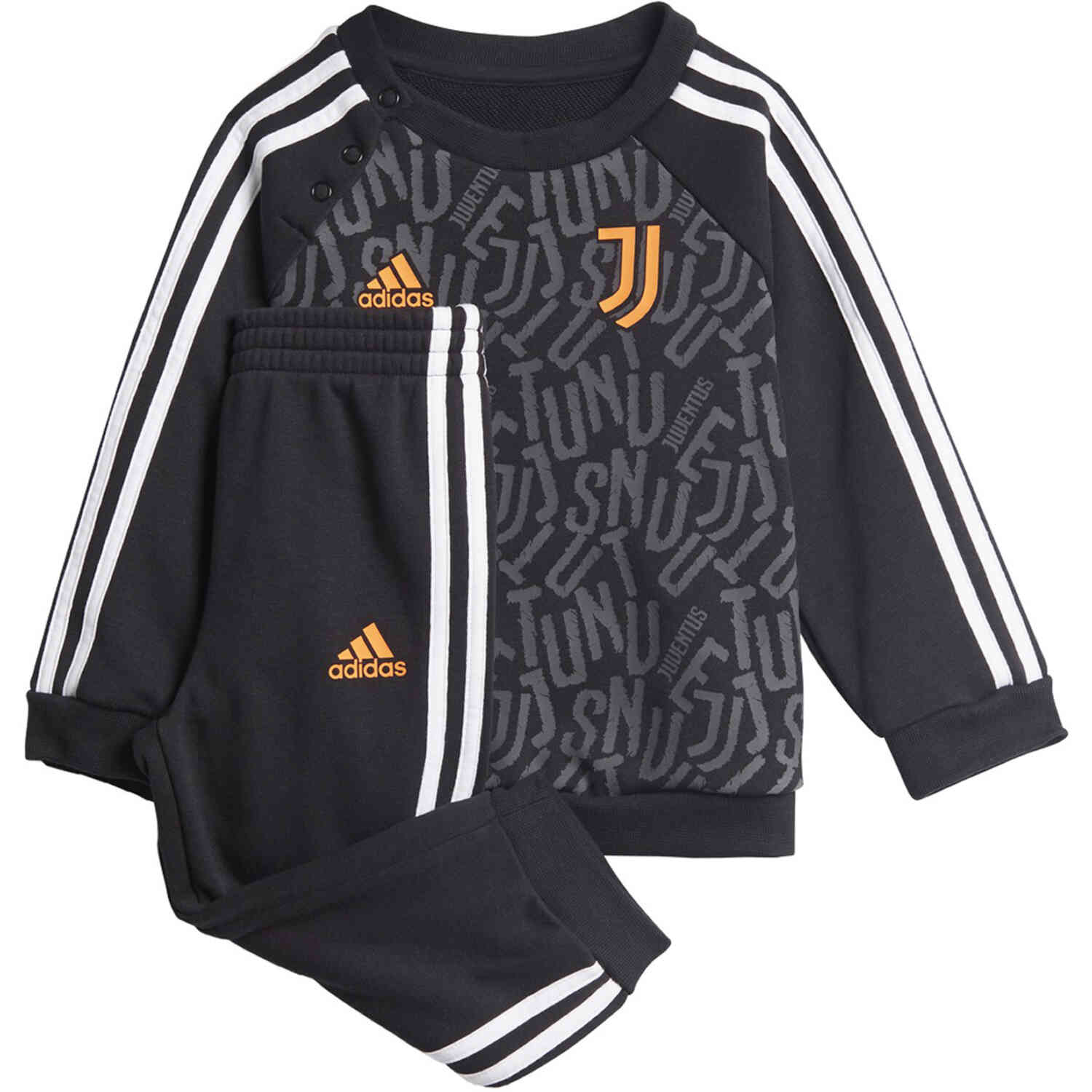 Infants adidas Juventus 3-Stripes Jogger Black/White/App Signal Orange - SoccerPro